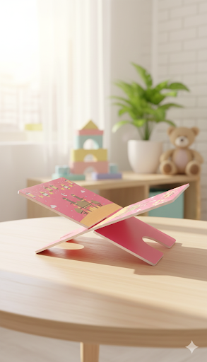 Beautifully Handcrafted Pink Wooden Rehal.