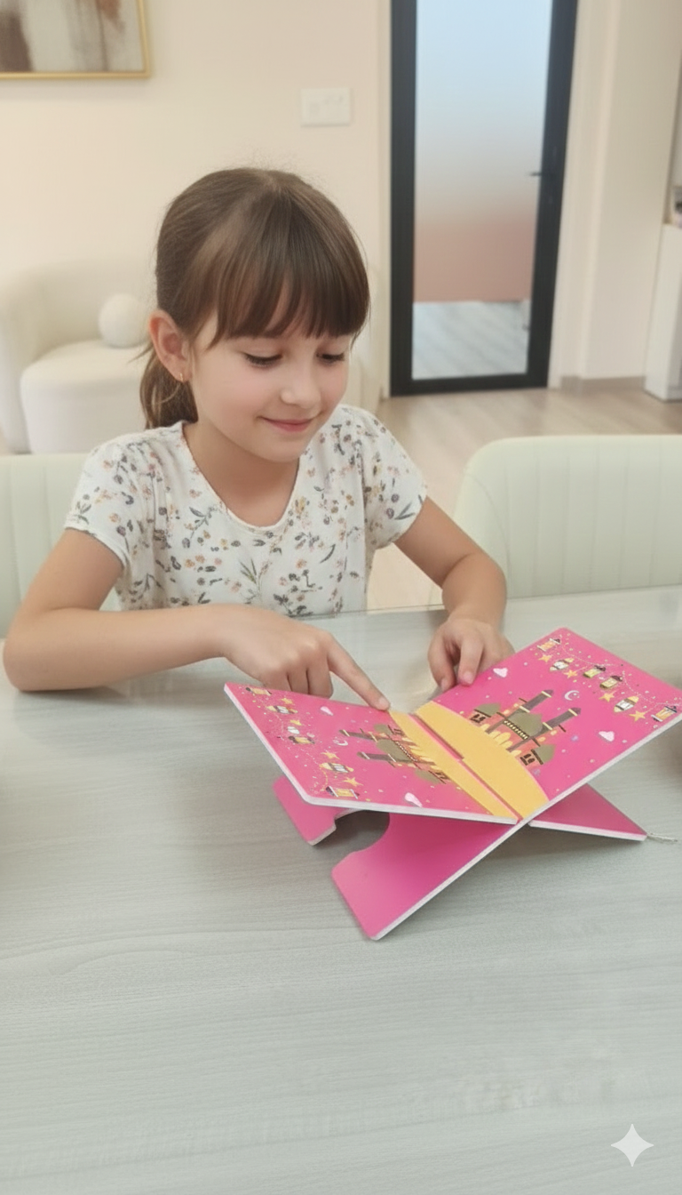 Beautifully Handcrafted Pink Wooden Rehal.