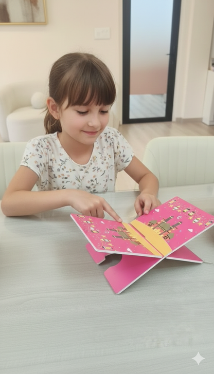 Beautifully Handcrafted Pink Wooden Rehal.