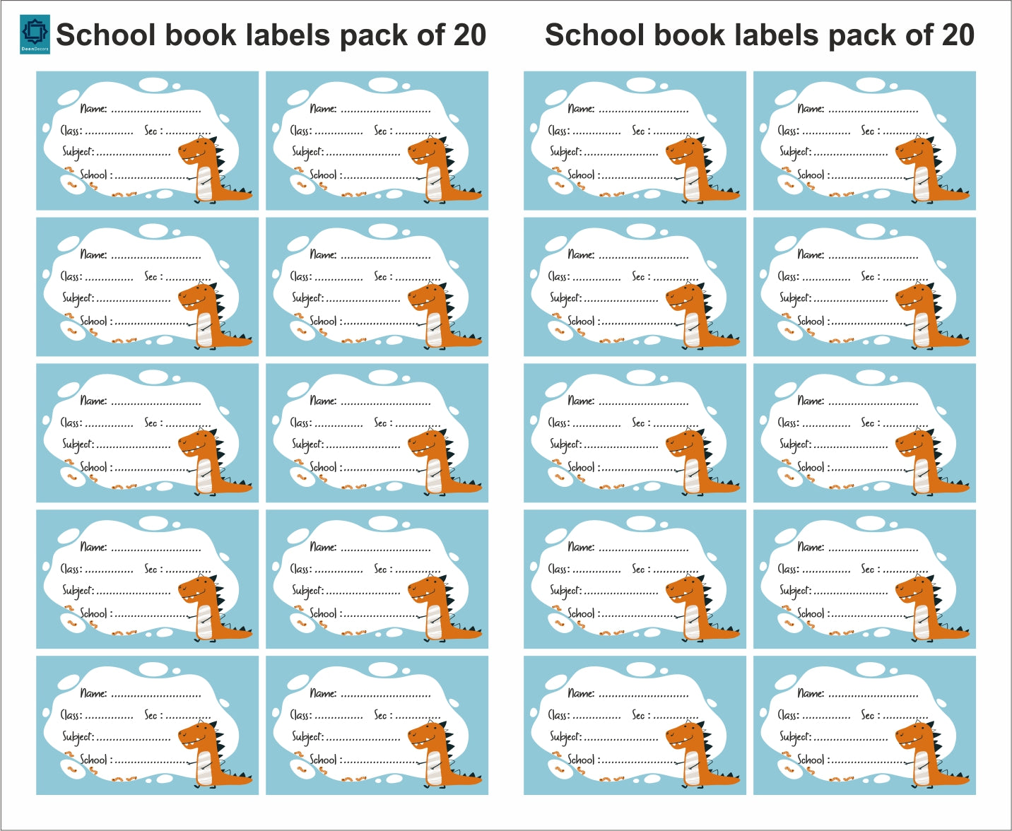 Customised School Labels – Deendecors