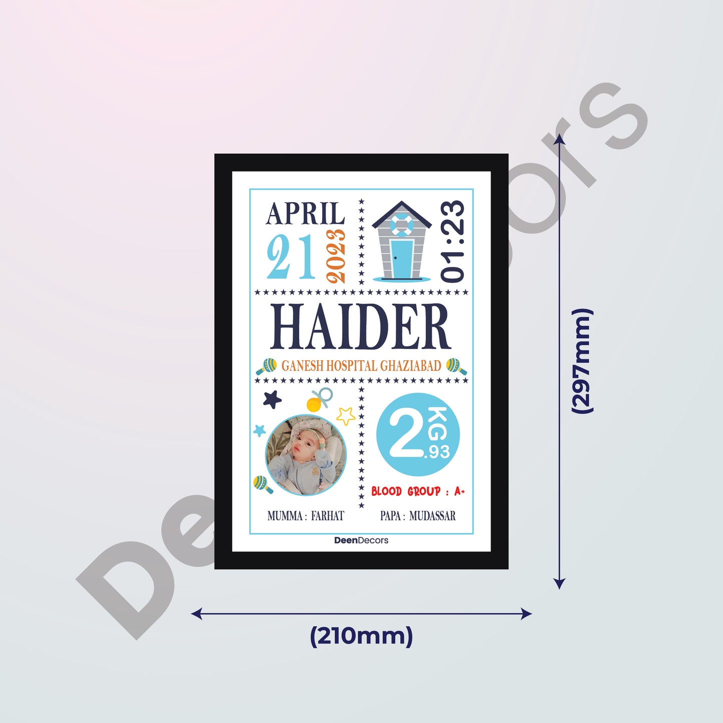 Kids Birthday Personalize Name Frame