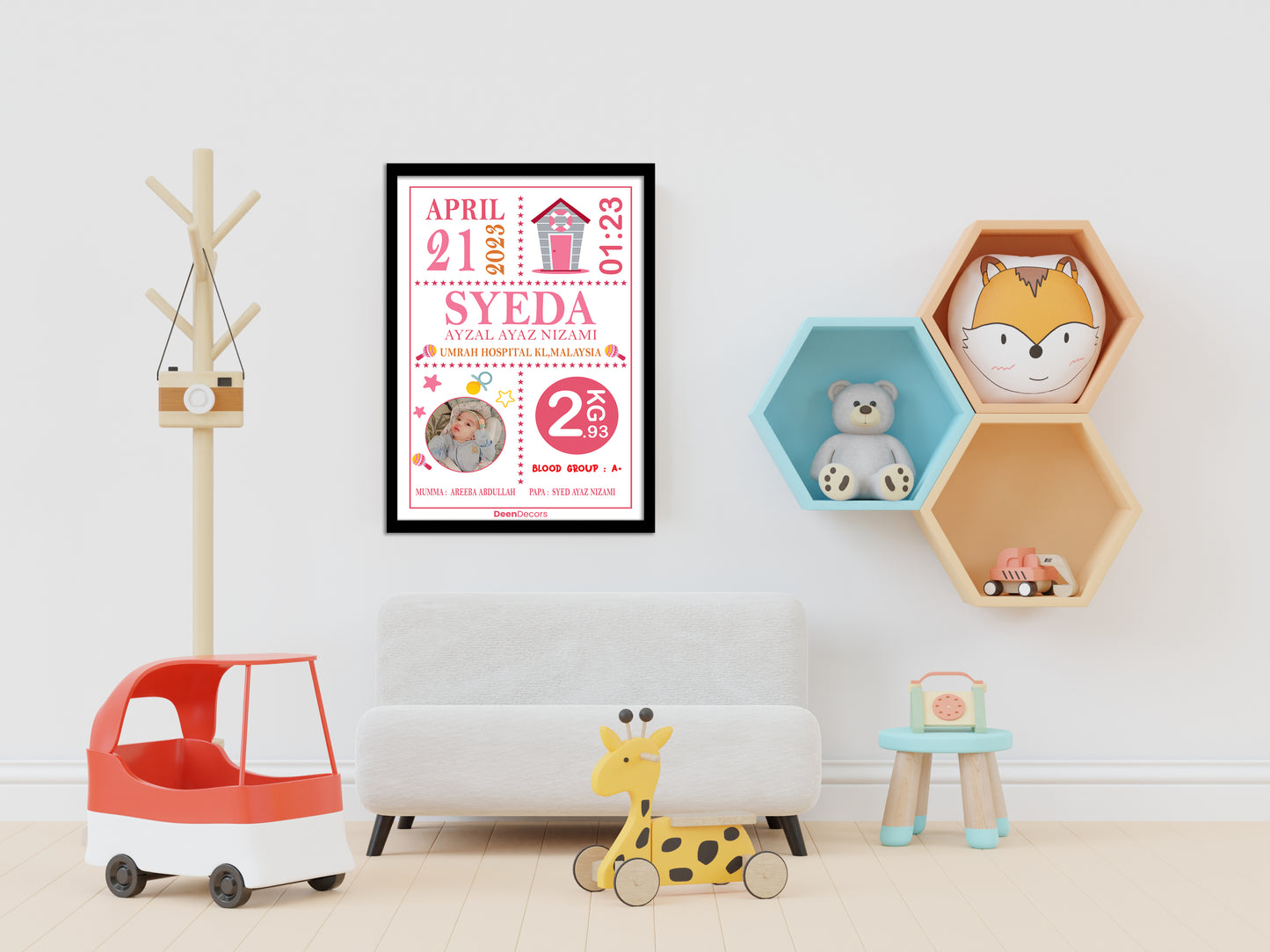 Kids Birthday Personalize Name Frame